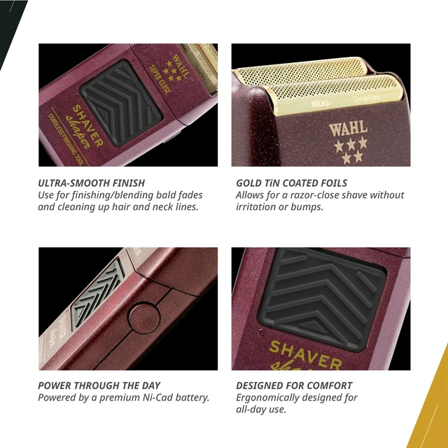 Alt view image 4 of 7 - 5 Star Shaver/Shaper Cord/Cordless Foil Shaver | Gold TiN Coated Foils for Bump-Free Ultra-Close Shaves on Face, Head & Neckline, 60 Min Runtime, Model 08061-100