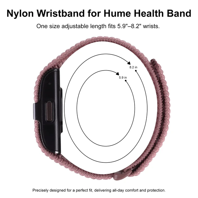 Alt view image 3 of 7 - Compatible with Hume Band Replacement Strap 1.0 Nylon Loop Sport Wristband Soft Breathable Adjustable Wrist Bands for Hume Health Band Replacement Straps 1.0 for Women Men Fits Workouts Sleeping Daily
