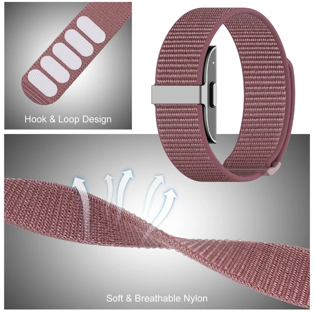 Alt view image 2 of 7 - Compatible with Hume Band Replacement Strap 1.0 Nylon Loop Sport Wristband Soft Breathable Adjustable Wrist Bands for Hume Health Band Replacement Straps 1.0 for Women Men Fits Workouts Sleeping Daily