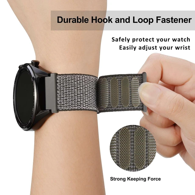 Alt view image 4 of 7 - 22mm Adjustable Nylon Watch Band, Quick Release Sport Loop Strap (Grey)