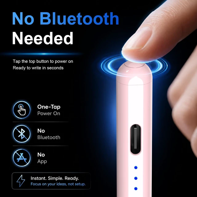 Alt view image 6 of 7 - Stylus Pen for Apple iPad 2018-2026 for Note-Taking Drawing Pink | 15Min Fast Charge iPad Pencil with High Precision, Tilt Sensitivity, Palm Rejection on iPad 6-11/Air/Pro/Mini, No Pairing