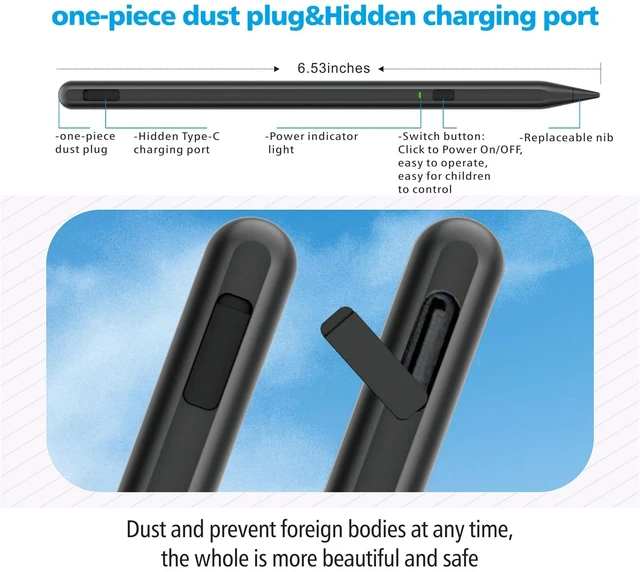 Alt view image 4 of 6 - Stylus Pen for iPad 11th&10th Generation, Pen with Pencil Holder,Palm Rejection,for Air11&13"(M2/M3), Pad Pro 11"&13"(M4),iPad 6-11th,iPad Pro 11"/12.9 ", iPad Air 3/4/5,Mini 5/6