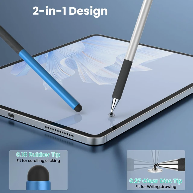Alt view image 3 of 7 - Stylus Pen for ipad Touchscreen, 2 in 1 Universal Stylus Pens, 3 Pack | Anti-Slip Rubber Sleeve, High Precision Disc & Rubber Tip, Stylists, For ipad iphone Duo Android Tablet Switch Touch Screen