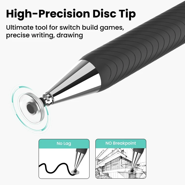 Alt view image 4 of 7 - Stylus Pen for ipad Touchscreen, 2 in 1 Universal Stylus Pens, 3 Pack | Anti-Slip Rubber Sleeve, High Precision Disc & Rubber Tip, Stylists, For ipad iphone Duo Android Tablet Switch Touch Screen