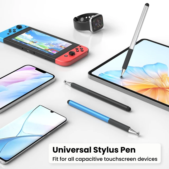 Alt view image 5 of 7 - Stylus Pen for ipad Touchscreen, 2 in 1 Universal Stylus Pens, 3 Pack | Anti-Slip Rubber Sleeve, High Precision Disc & Rubber Tip, Stylists, For ipad iphone Duo Android Tablet Switch Touch Screen