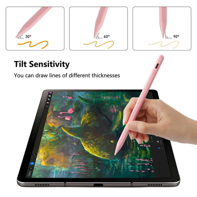 Alt view image 3 of 7 - Pencil for Apple, Stylus Pen for iPad A16 11th/10th/9/8/7/6 Generation, iPad Pro M4 13"/11"/12.9", iPad Air M3/M2/5/4/3 Gen, iPad mini A17 Pro 7/6/5, Palm Rejection & Tilt Sensitivity (Pink)