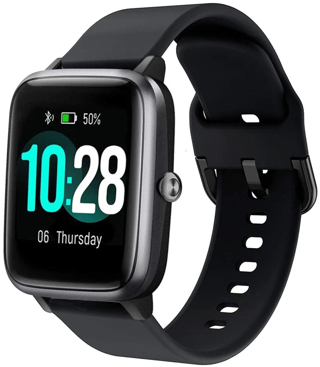 Main image of Bands Compatible with 19mm ID205L Veryfitpro Smart Watch, Quick Release Soft Silicone Fadeless Pattern Printed Floral Replacement Band for ID205L, ID205G ID205 ID205U ID205S, Black