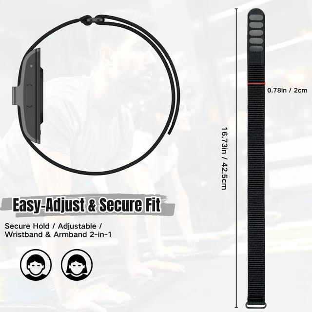 Alt view image 4 of 6 - Bicep Bands Compatible with Hume Band, Nylon Loop Replacement Strap, Soft Breathable Adjustable Sport Wrist/Arm/Ankle Band for Fitness Tracker & Activity Monitor