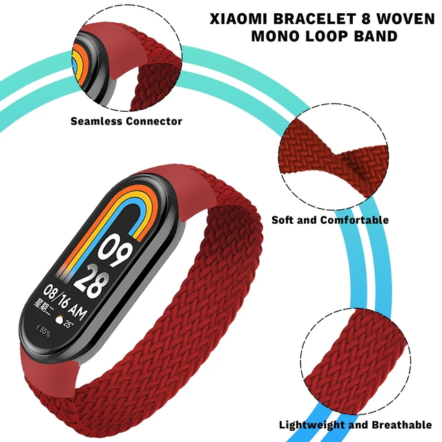 Alt view image 2 of 7 - Braided Solo Loop Compatible with Xiaomi Smart Band 10 9 8 Women Men | Nylon Fabric Woven Elastic Stretchy Adjustable Sport Strap for Xiaomi Mi Band 8 9 10