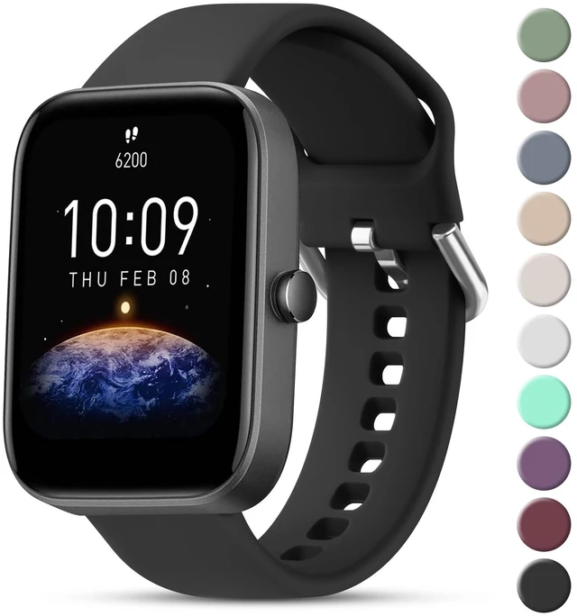 Main image of Bands for Amazfit Bip 3 / Bip 3 Pro Band Women Men, Amazfit Bip U Pro / Bip / Bip Lite / Bip S / Bip S lite / Bip U, 20mm Quick Release Soft Silicone Replacement Strap for Amazfit GTR mini /