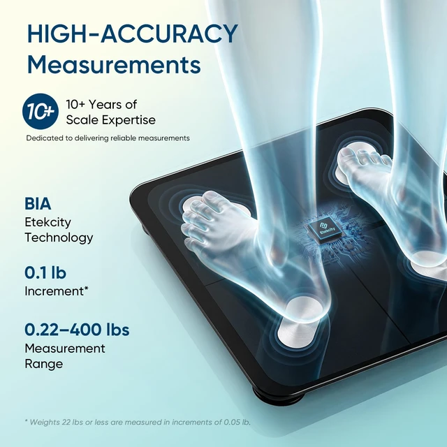 Alt view image 2 of 7 - Smart Scale for Body Weight, Body Fat and BMI, FSA Eligible | HSA Eligible, Bathroom Scale with Muscle Mass, Accurate Bluetooth App Sync, LED Display and Tempered Glass
