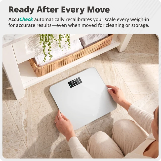 Alt view image 3 of 7 - AccuCheck Digital Bathroom Scale for Body Weight (Pearl Gray) | Accurate Weight Scale with Double-Check Tech, Large High-Contrast Backlit Display, 400lb Capacity, Easy to Read, Auto-Step On