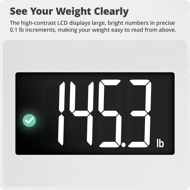 Alt view image 5 of 7 - AccuCheck Digital Bathroom Scale for Body Weight (Pearl Gray) | Accurate Weight Scale with Double-Check Tech, Large High-Contrast Backlit Display, 400lb Capacity, Easy to Read, Auto-Step On