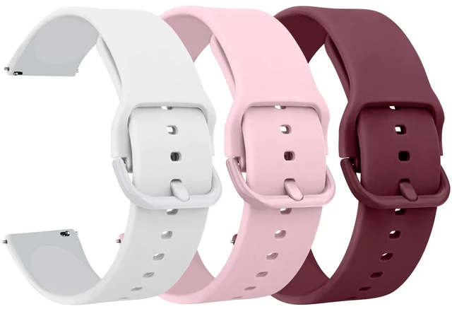 Main image of Silicone Watch Bands Quick Release 20mm 22mm, Soft Sport Replacement Watch Strap for Women Men (22mm, White+Pink+Wine Red)