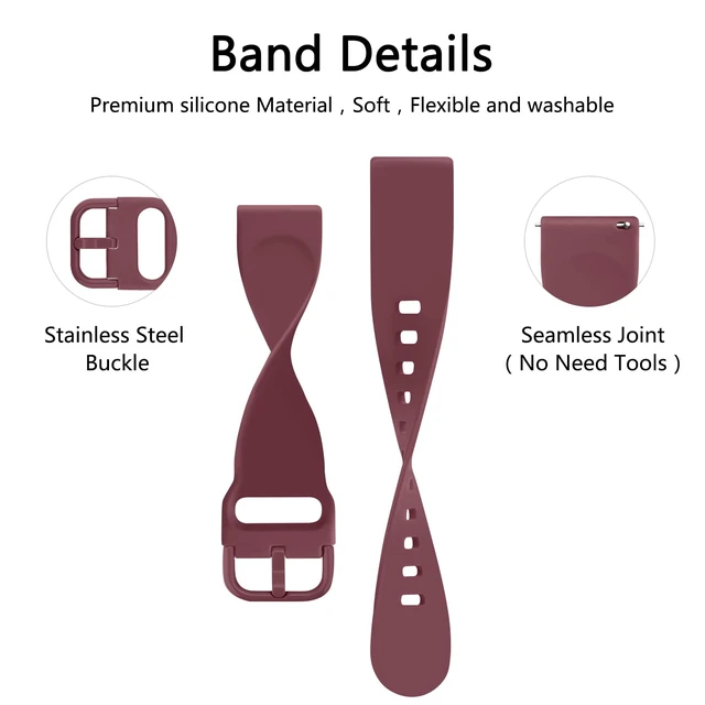Alt view image 3 of 7 - Silicone Watch Bands Quick Release 20mm 22mm, Soft Sport Replacement Watch Strap for Women Men (22mm, White+Pink+Wine Red)