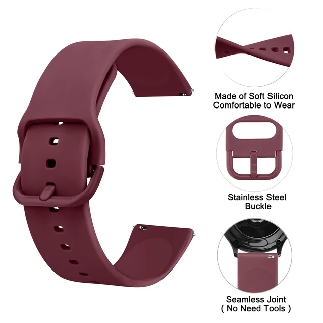 Alt view image 2 of 7 - Silicone Watch Bands Quick Release 20mm 22mm, Soft Sport Replacement Watch Strap for Women Men (22mm, White+Pink+Wine Red)