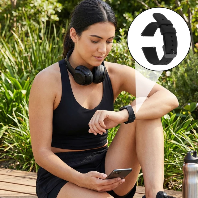Alt view image 7 of 7 - Watch Strap Quick Release Waterproof Soft Replacement Strap Sport Slim Watches Bands Durable Wristbands Silicone Watch Bands for Men Women Compatible with Smart Sport Watches