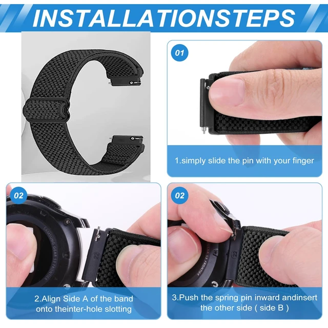 Alt view image 3 of 7 - Compatible with 16mm 18mm 19mm 20mm 22mm 24mm Watch Bands Quick Release Replacement Wristband,Adjustable Stretchy Nylon Solo Loop Straps Fabric Braided Sport Elastic Bands for Men Women