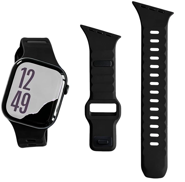 Main image of Angled Connector Sport Band Compatible with Apple Watch | Slanted Connector Soft Silicone Wristband Asymmetric Waterproof Strap for iWatch Series 11 10 9 8 7 6 SE 5 4 3 Ultra