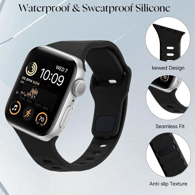 Alt view image 2 of 7 - Angled Connector Sport Band Compatible with Apple Watch | Slanted Connector Soft Silicone Wristband Asymmetric Waterproof Strap for iWatch Series 11 10 9 8 7 6 SE 5 4 3 Ultra