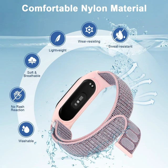 Alt view image 2 of 7 - Nylon Band Compatible with Xiaomi Mi Band 7/Mi Band 6/Mi Band 5/Mi Band 4/Mi Band 3/Amazfit Band 5, Soft Adjustable Sport Loop Wristband Replacement Strap for Xiaomi Mi Band 7/6/5/4/3 Women Men