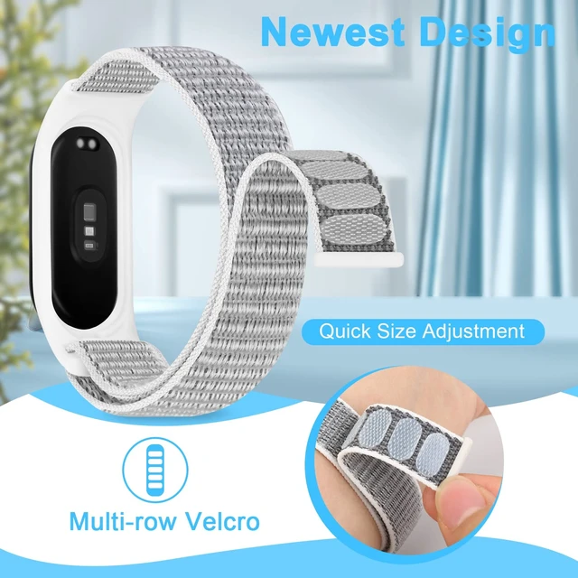 Alt view image 4 of 7 - Nylon Band Compatible with Xiaomi Mi Band 7/Mi Band 6/Mi Band 5/Mi Band 4/Mi Band 3/Amazfit Band 5, Soft Adjustable Sport Loop Wristband Replacement Strap for Xiaomi Mi Band 7/6/5/4/3 Women Men