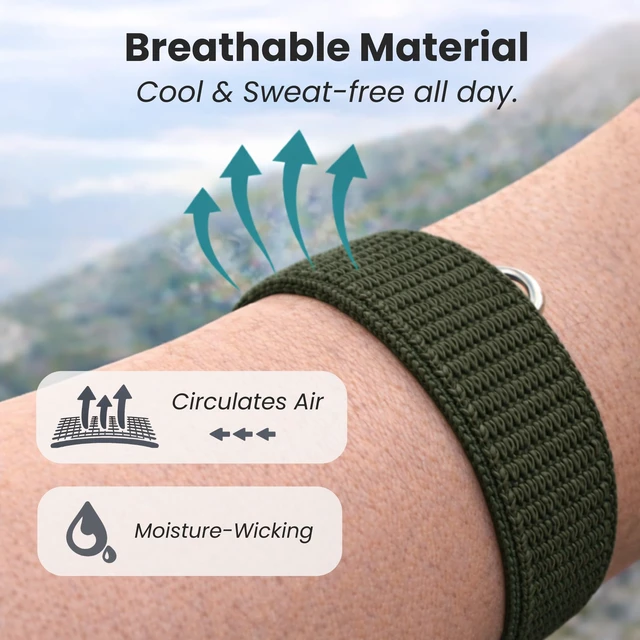 Alt view image 4 of 7 - Herz P1 Smart Band FlexPro Wristband - (Green Power) Replacement 2x Band Set with Short and Long Nylon Stretch Bands with Adjustable Latch