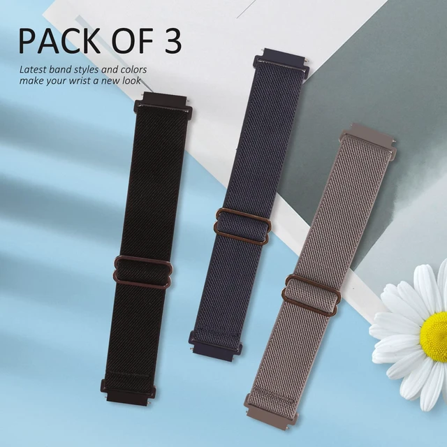Alt view image 2 of 7 - 3 Pack Stretchy Nylon Watch Band Compatible with Amazfit Bip 6/Bip 5/Active Max/Bip Max/Balance 2/Balance,22MM Soft Replacement Sports Strap for Amazfit GTR 4/3/Cheetah 2 Ultra Women Men