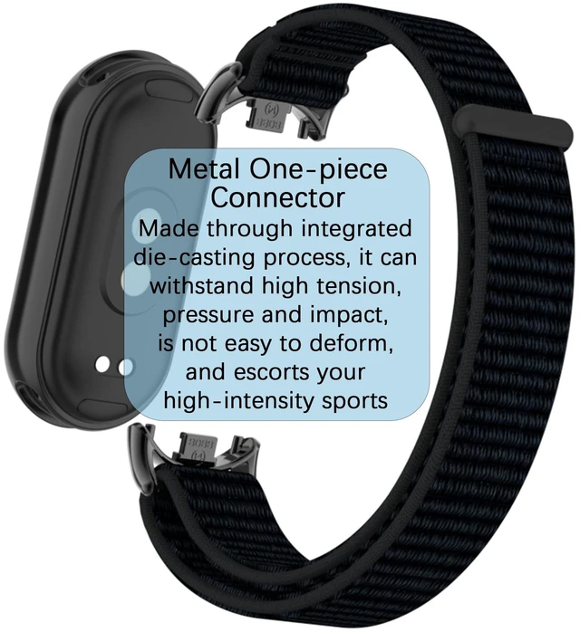 Alt view image 3 of 7 - Watch Band with Metal Adatper for Xiaomi Smart Band 10/9/8 Replacement Strap Nylon Sport for Mi Band 10/9/8 Bracelet for Woman Man