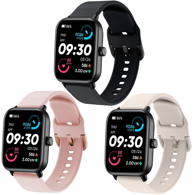Main image of 3 Pack 22mm Watch Bands Compatible with IDW13,IDW16,IDW19, Soft Silicone Replacement Strap for Fitpolo IDW13/Woneligo W13/FITVII HM57/TOOBUR IDW16/MILOUZ IDW19 Watch Women Men