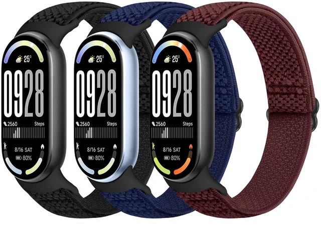 Main image of Elastic Bands Compatible with Xiaomi Smart Band 10/9/8 for Women Men, Stretchy Solo Loop Soft Nylon Elastic Strap Replacement Wristband for Xiaomi Mi Band 10/9/83 PCS