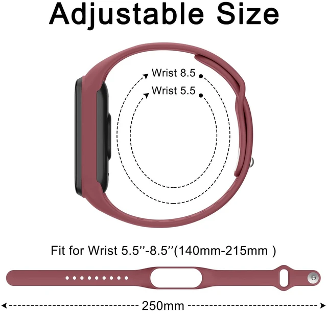 Alt view image 3 of 6 - Silicone Bands for Xiaomi Mi Band 5/6 & Amazfit Band 5/7, 3 Pack Soft Sport Straps for Women Men