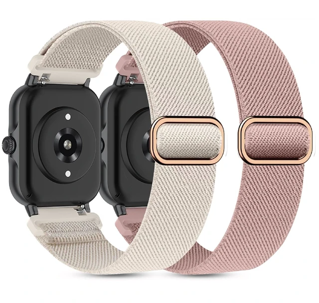 Main image of 2 Pack Stretchy Nylon Watch Bands Compatible with Amazfit Active 2/Active 3 Premium/Active,20MM Soft Replacement Sport Straps for Amazfit Bip 3 Pro/3/U Pro/GTR mini/GTS 4/3/2 Women Men