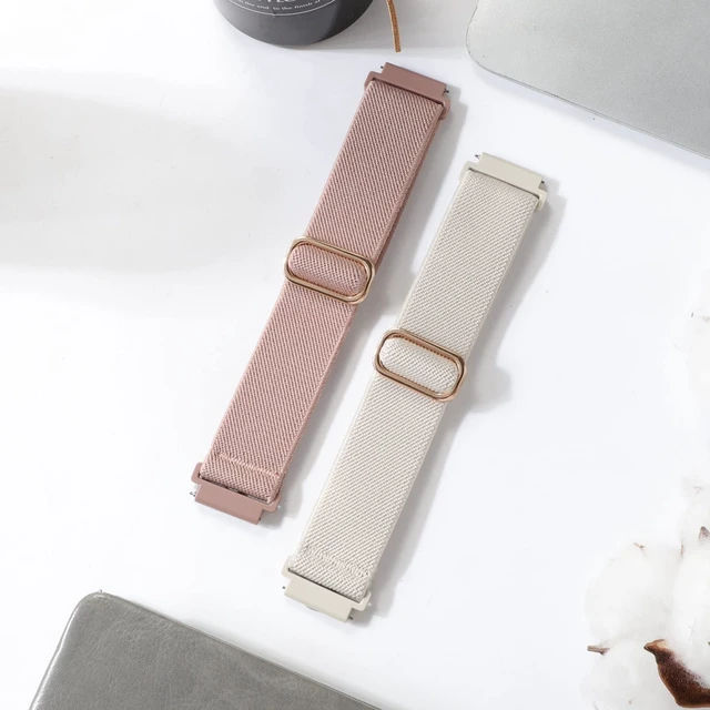 Alt view image 2 of 7 - 2 Pack Stretchy Nylon Watch Bands Compatible with Amazfit Active 2/Active 3 Premium/Active,20MM Soft Replacement Sport Straps for Amazfit Bip 3 Pro/3/U Pro/GTR mini/GTS 4/3/2 Women Men