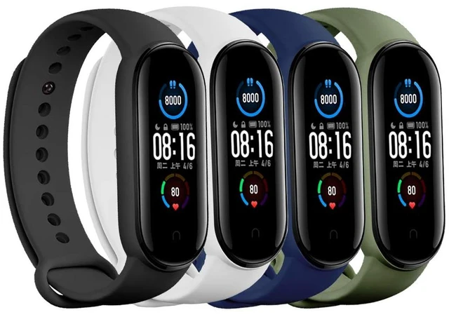 Main image of (4/5/8 PACK Xiaomi Mi 5/6/7 Strap/Amazfit Band 5/6 Replacement Bands for Mi Band 5/6/7 SmartWatch Bands & Amazfit Band 5/6, Skin-Friendly Soft & Flexible Silicone Straps for Male and Female