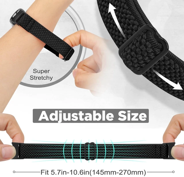 Alt view image 5 of 7 - Elastic Bands Compatible with Xiaomi Smart Band 10/9/8 for Women Men, Stretchy Solo Loop Soft Nylon Elastic Strap Replacement Wristband for Xiaomi Mi Band 10/9/83 PCS