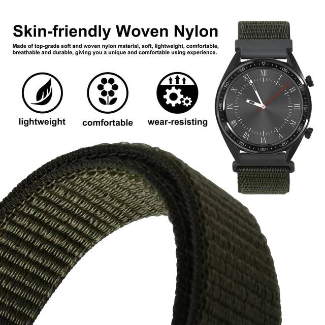Alt view image 2 of 7 - 22mm Adjustable Nylon Watch Band, Quick Release Sport Loop Strap (Army Green)