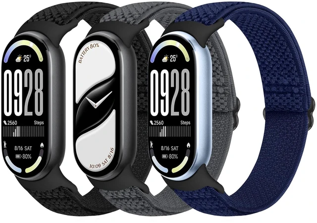 Main image of Elastic Bands Compatible with Xiaomi Smart Band 10/9/8 for Women Men, Stretchy Solo Loop Soft Nylon Elastic Strap Replacement Wristband for Xiaomi Mi Band 10/9/83 PCS