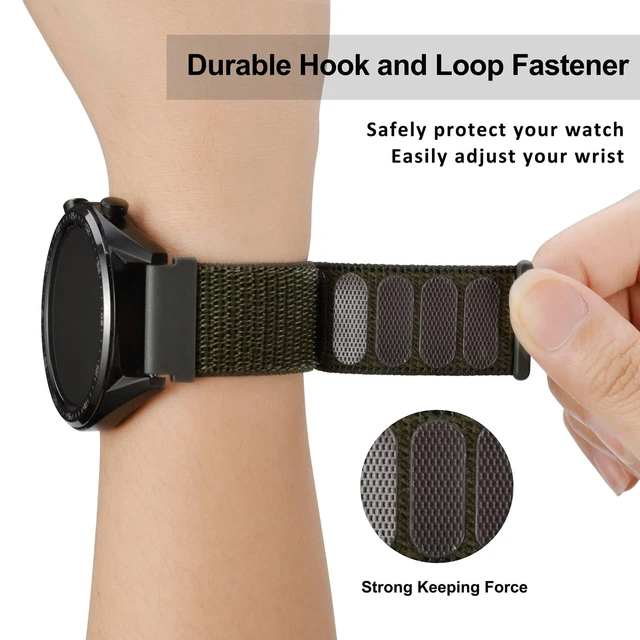 Alt view image 4 of 7 - 22mm Adjustable Nylon Watch Band, Quick Release Sport Loop Strap (Army Green)