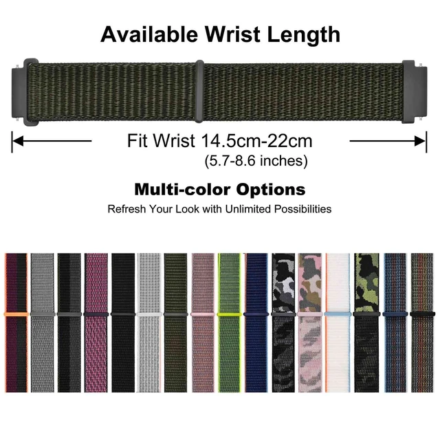 Alt view image 6 of 7 - 22mm Adjustable Nylon Watch Band, Quick Release Sport Loop Strap (Army Green)