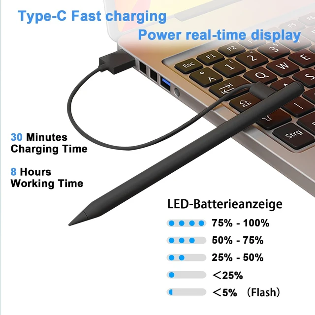 Alt view image 4 of 7 - A8 Stylus Pen for iPad 2018-2026, Fast Charge, Palm Rejection-Black | Magnetic Precision Pencil for iPad Compatible with Apple iPad A16 11-6, Air M4/M3/M2/5/4/3, Pro M5/M4/11"/12.9"/13", Mini 6/5