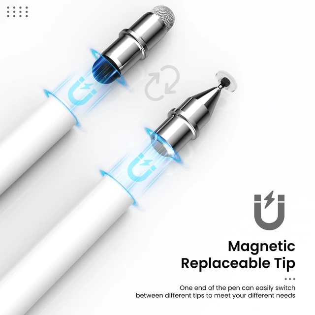 Alt view image 3 of 7 - Stylus Pen for Touchscreen iPad, 3 in 1 Universal Stylists Pen | high-Sensitivity Metal Stylus, Magnetic Swap Disc Fiber Rubber Tips, for iPad/iPhone/Switch/Android/Tablet Touch Screens