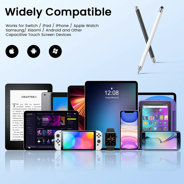 Alt view image 5 of 7 - Stylus Pen for Touchscreen iPad, 3 in 1 Universal Stylists Pen | high-Sensitivity Metal Stylus, Magnetic Swap Disc Fiber Rubber Tips, for iPad/iPhone/Switch/Android/Tablet Touch Screens