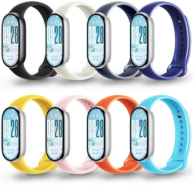 Main image of Replacement Straps for Xiaomi Smart Band 10/9/8, Snap Closure | Soft, lightweight TPU with ventilation openings; adjustable, easy to clean, and quick to replace
