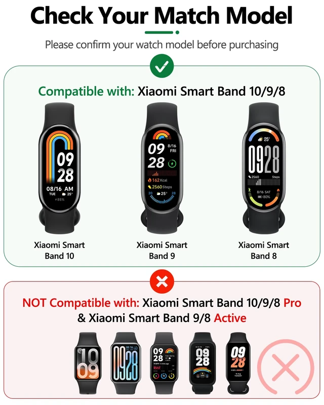 Alt view image 2 of 7 - Replacement Straps for Xiaomi Smart Band 10/9/8, Snap Closure | Soft, lightweight TPU with ventilation openings; adjustable, easy to clean, and quick to replace