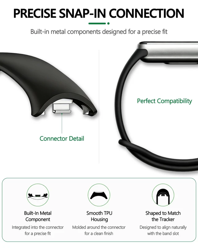 Alt view image 5 of 7 - Replacement Straps for Xiaomi Smart Band 10/9/8, Snap Closure | Soft, lightweight TPU with ventilation openings; adjustable, easy to clean, and quick to replace