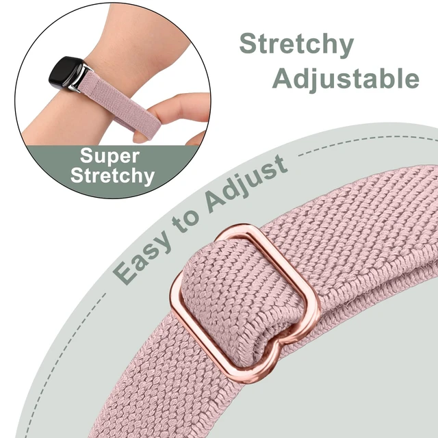 Alt view image 4 of 7 - Elastic Bands Compatible with Xiaomi Smart Band 10/9/8 for Women Men, Stretchy Nylon Strap Replacement Wristband for Xiaomi Mi Band 10/9/8 (Black+Starlight+Pink)