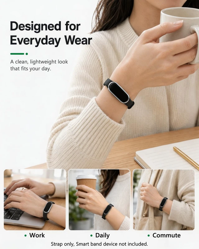 Alt view image 7 of 7 - Replacement Straps for Xiaomi Smart Band 10/9/8, Snap Closure | Soft, lightweight TPU with ventilation openings; adjustable, easy to clean, and quick to replace
