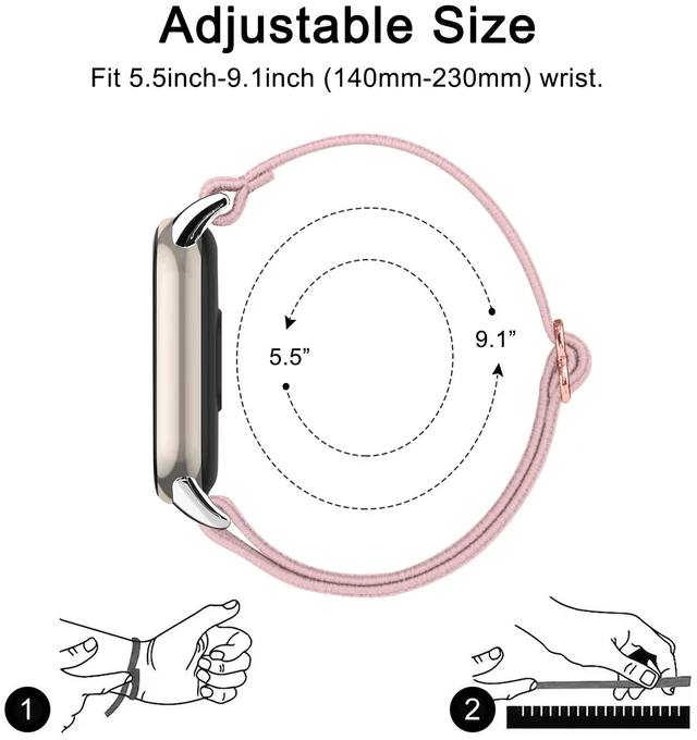 Alt view image 7 of 7 - Elastic Bands Compatible with Xiaomi Smart Band 10/9/8 for Women Men, Stretchy Nylon Strap Replacement Wristband for Xiaomi Mi Band 10/9/8 (Black+Starlight+Pink)