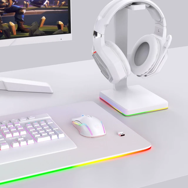Alt view image 6 of 7 - RGB Backlight Rechargeable Wireless Gaming Mouse for PC, White | Ergonomic mouse, up to 3600 DPI, 7 non-programmable buttons, works with Vista/Linux/Mac, 2.4G USB included